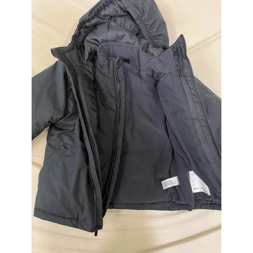 All in Motion Kids 3-in-1 Jacket Black Hooded Winter Coat S 6/7 9K9Z9L NEW